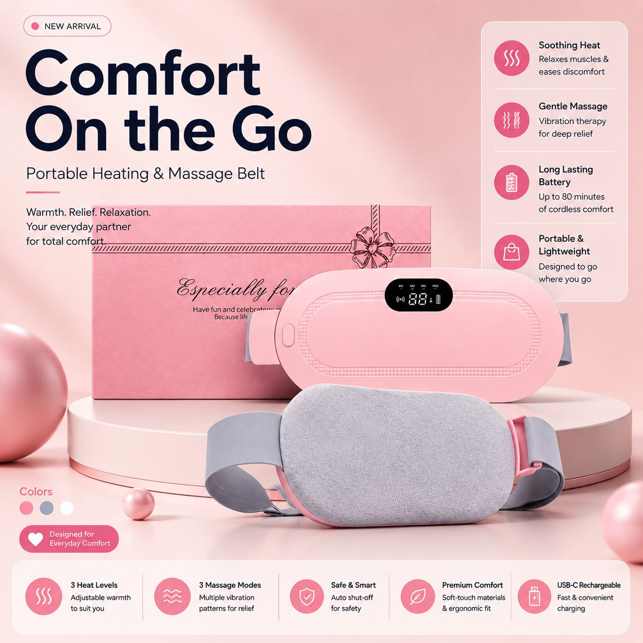 Portable Massage Heating Reusable Belt