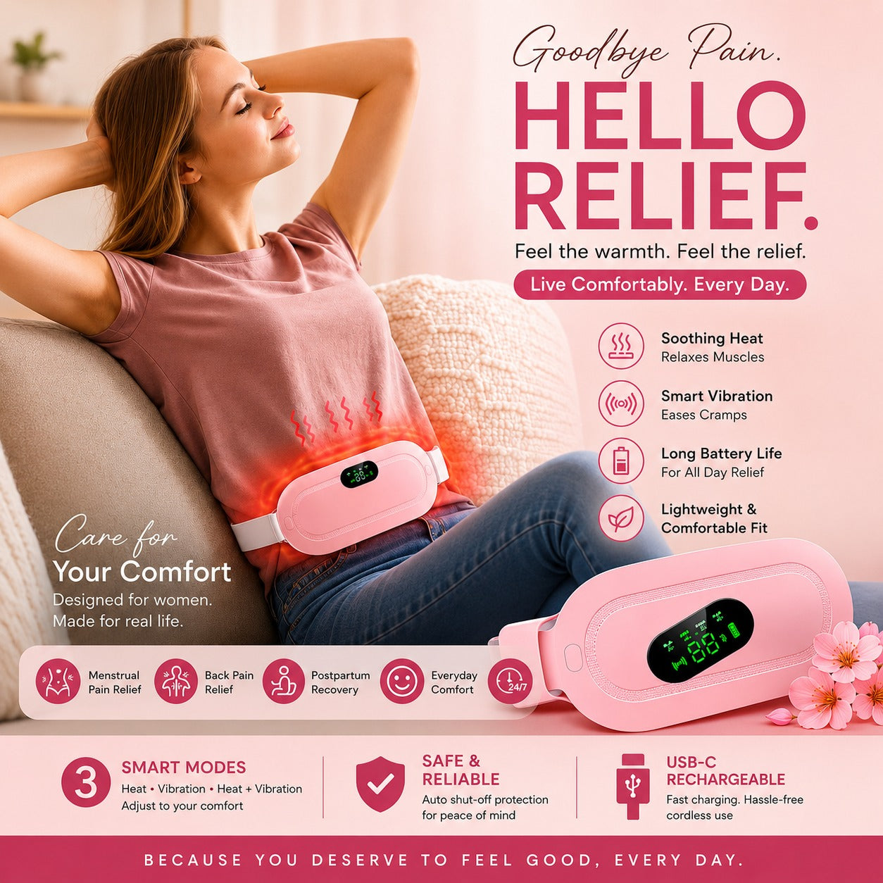 Portable Massage Heating Reusable Belt